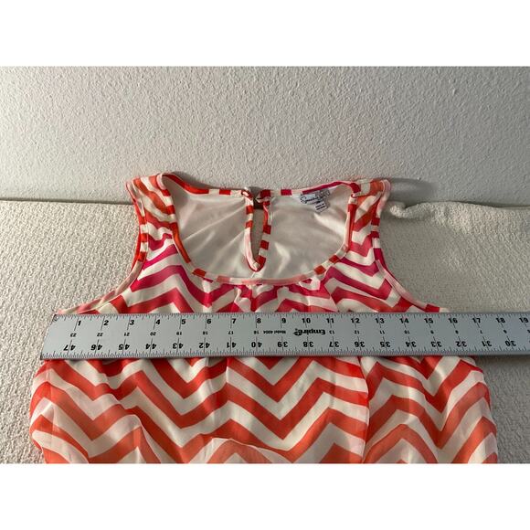 Speechless Womens Medium Off White Orange Pink Dress Sleeveless Chevron Casual - Picture 5 of 10